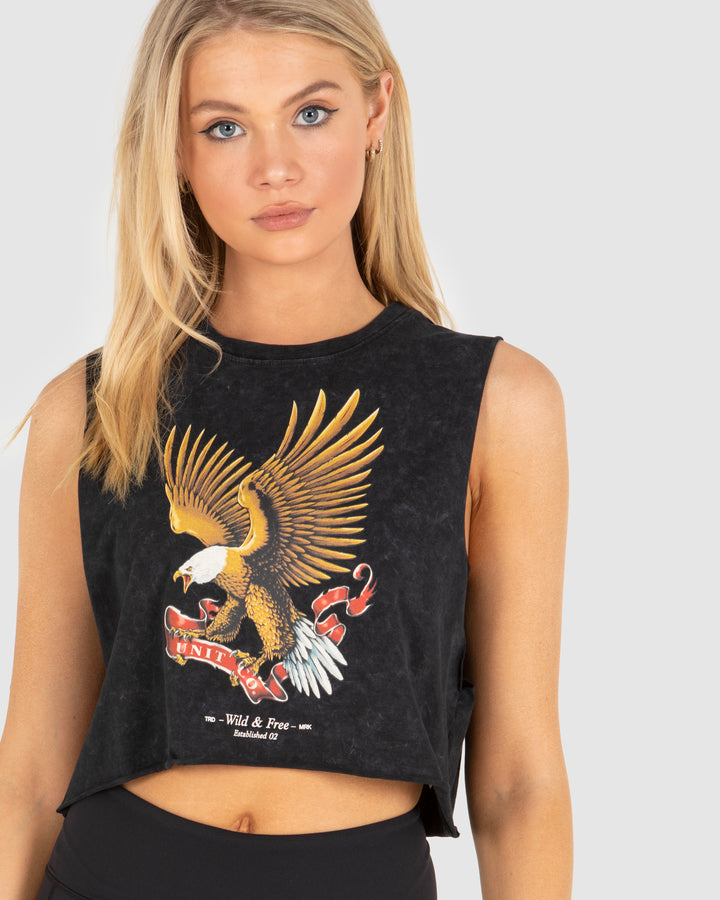 UNIT Freedom Ladies Cropped Muscle Tee