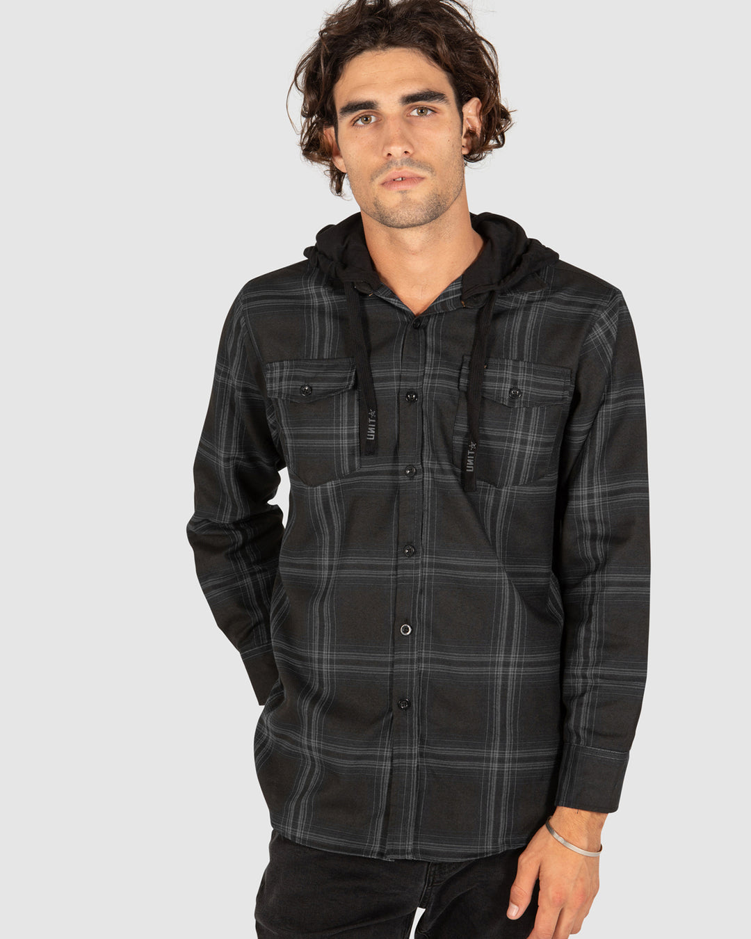 UNIT Chester Mens Hooded Flannel Shirt