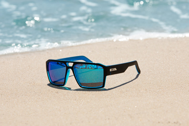 UNIT Sunglasses Vault - Matte Black Blue Polarised